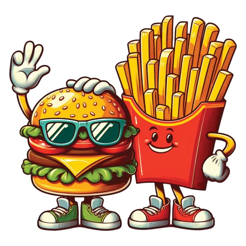 Funny Hamburger Day Fries High Five Cool Fun Combo