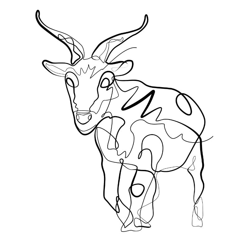 Ziege Steinbock Hirte - one line drawing