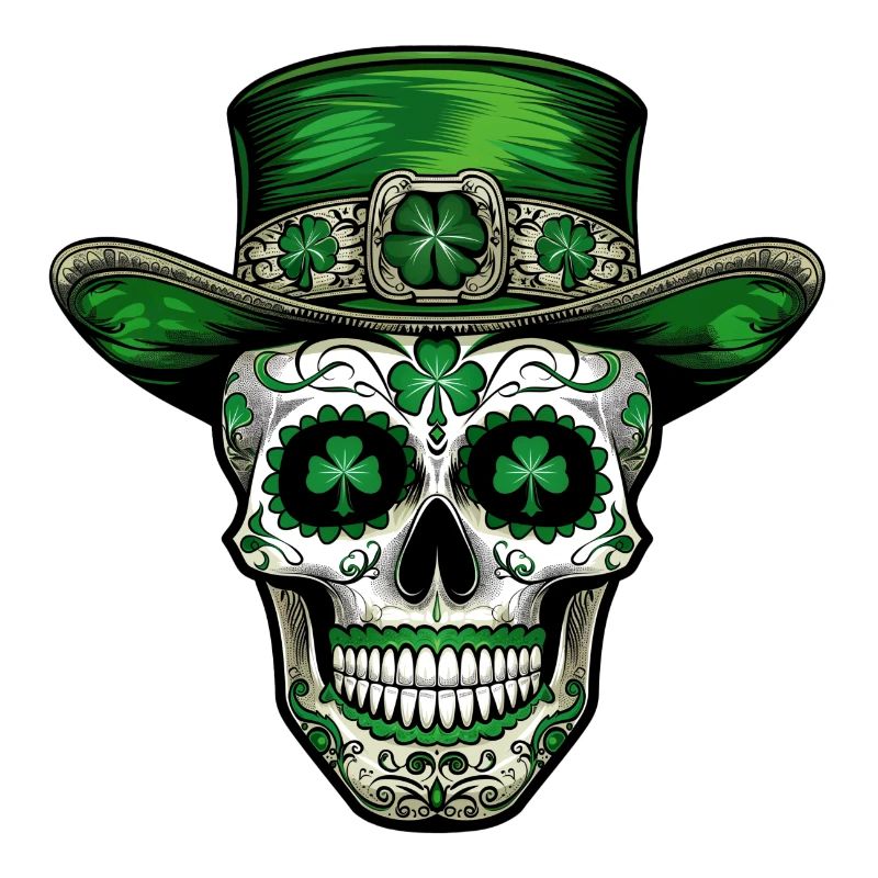 Zuckerschädel St. Patricks Tag Kleeblatt