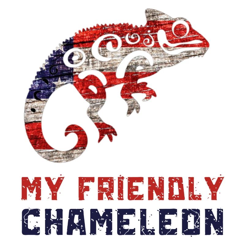 Mon caméléon sympathique avec la couleur du drapeau des États-Unis