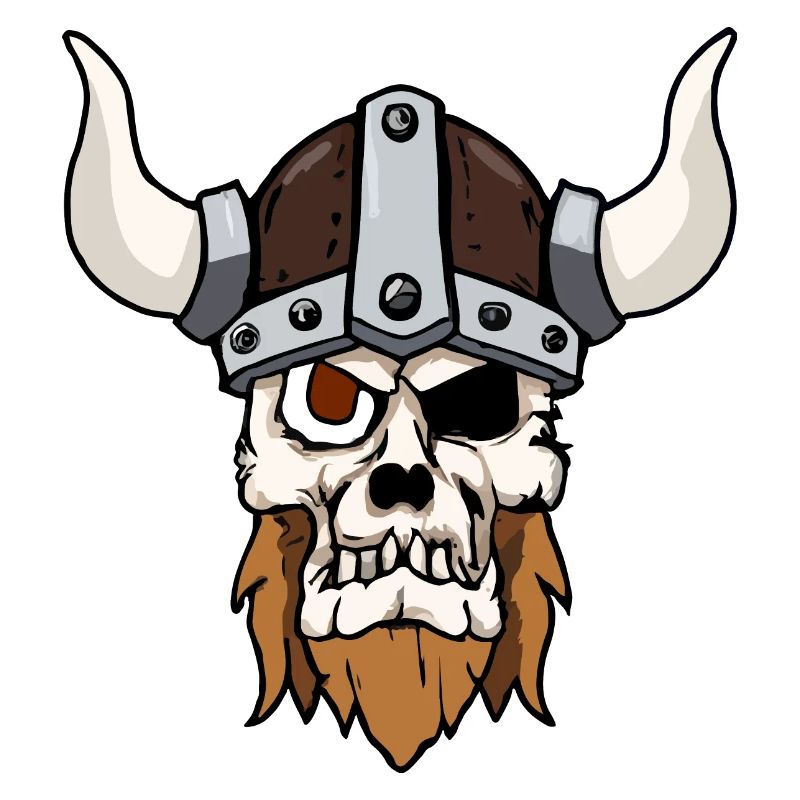 Wikingerschädel mit Helm und Bart