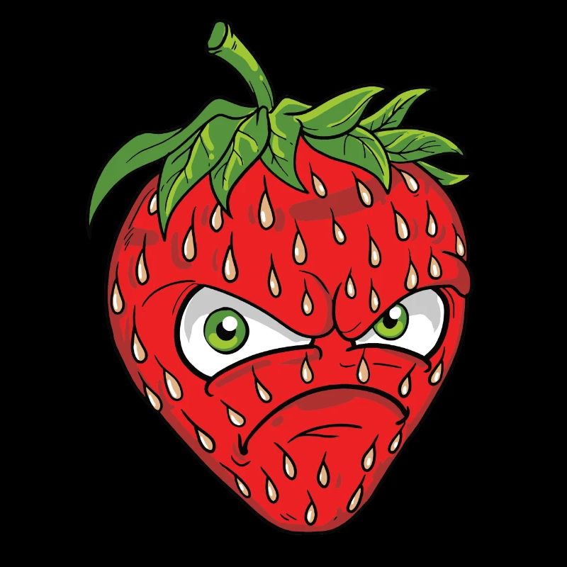 zornige grimmige Erdbeere Erdbeer Motiv Graphik