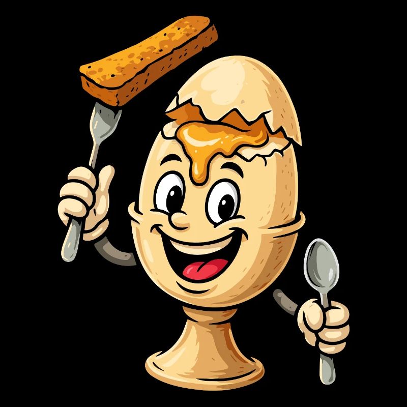 Happy Breakfast Egg Cartoon