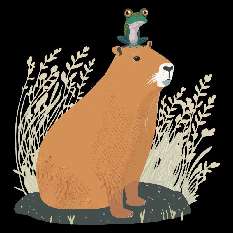 Capybara et grenouille