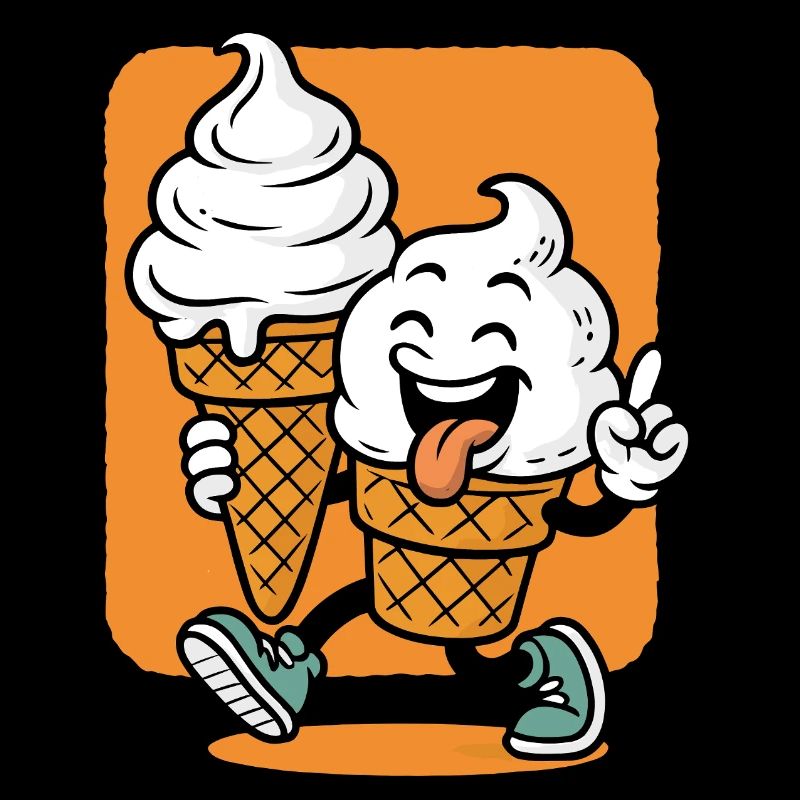 Dessin animé de crème glacée drôle avec gaufre