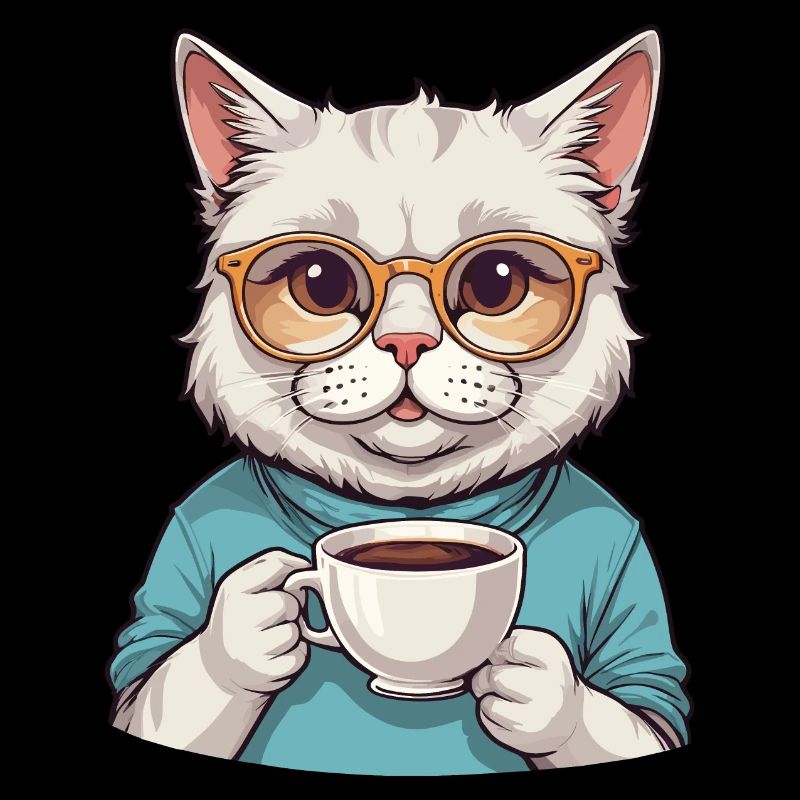 Coffee-drinking cat