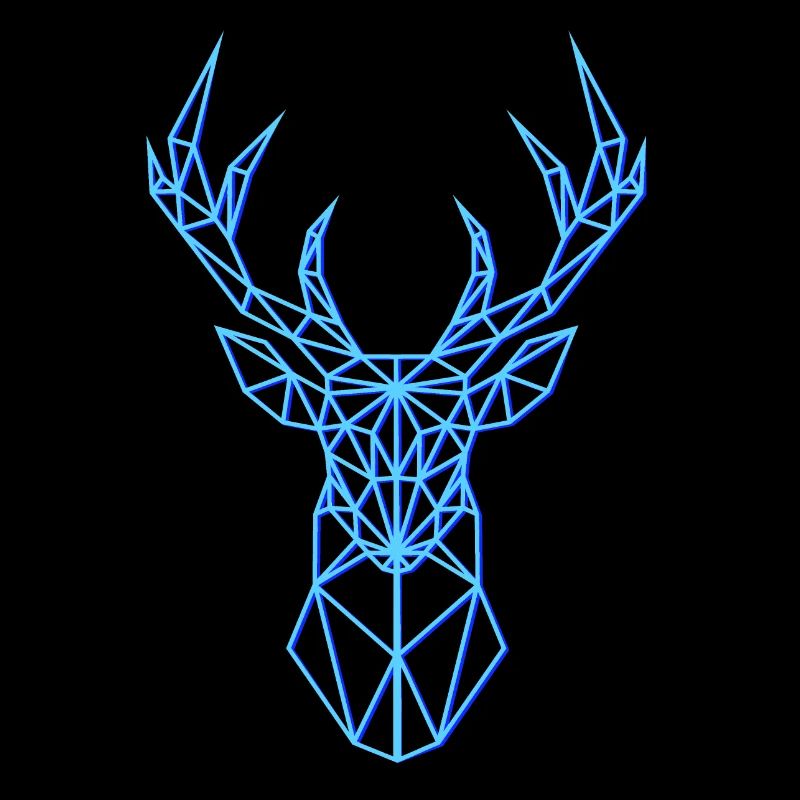 Neon Hirsch Kopf Geweih Blau