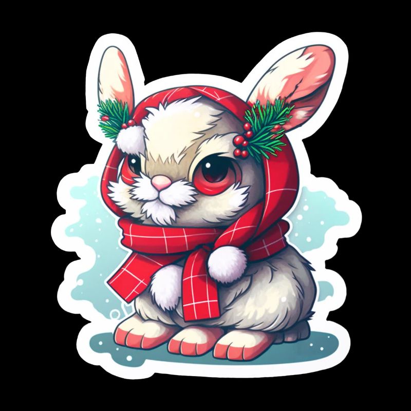 Weihnachtshase mit mütze und schal