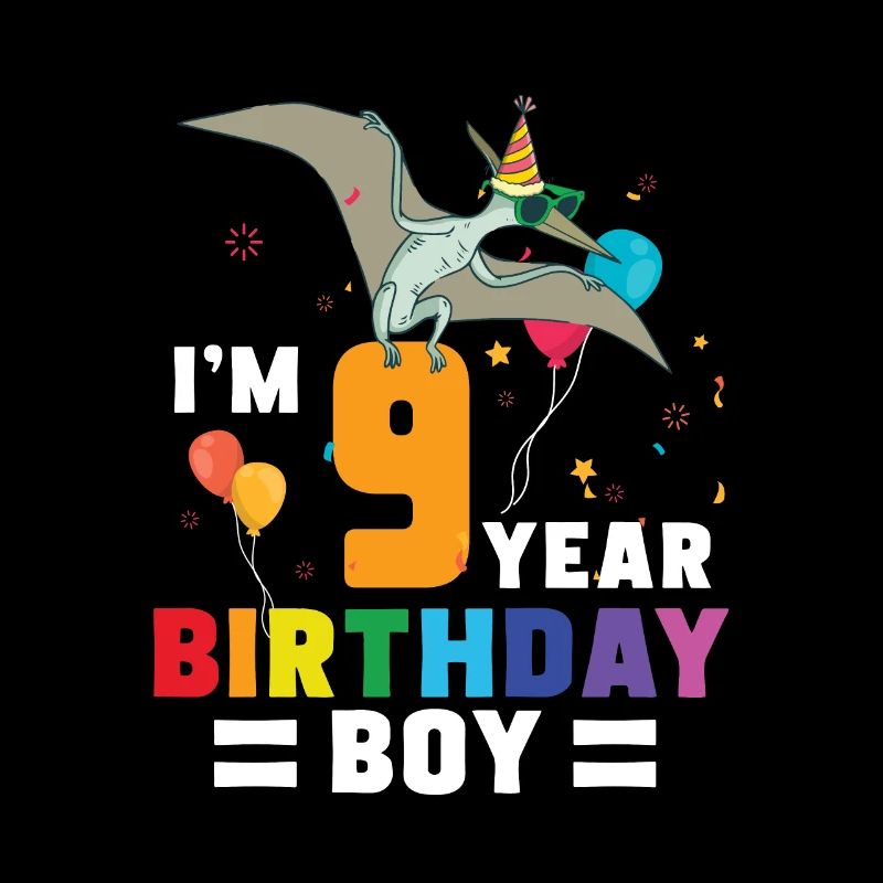 I'm 9 Birthday Boy Pterodactylus Year Old 9th