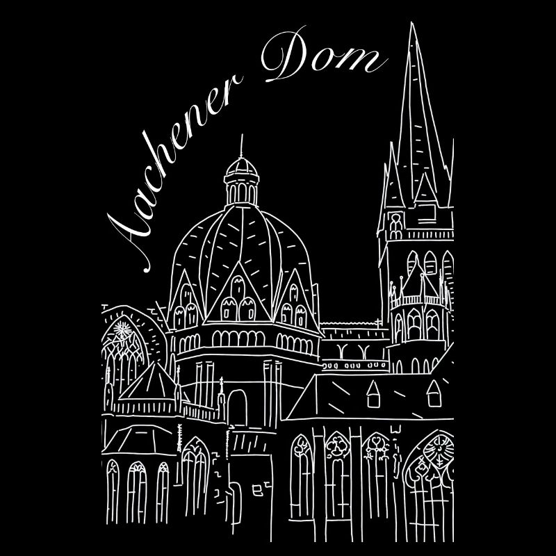 Aachen Cathedral in Germany, hand-drawn