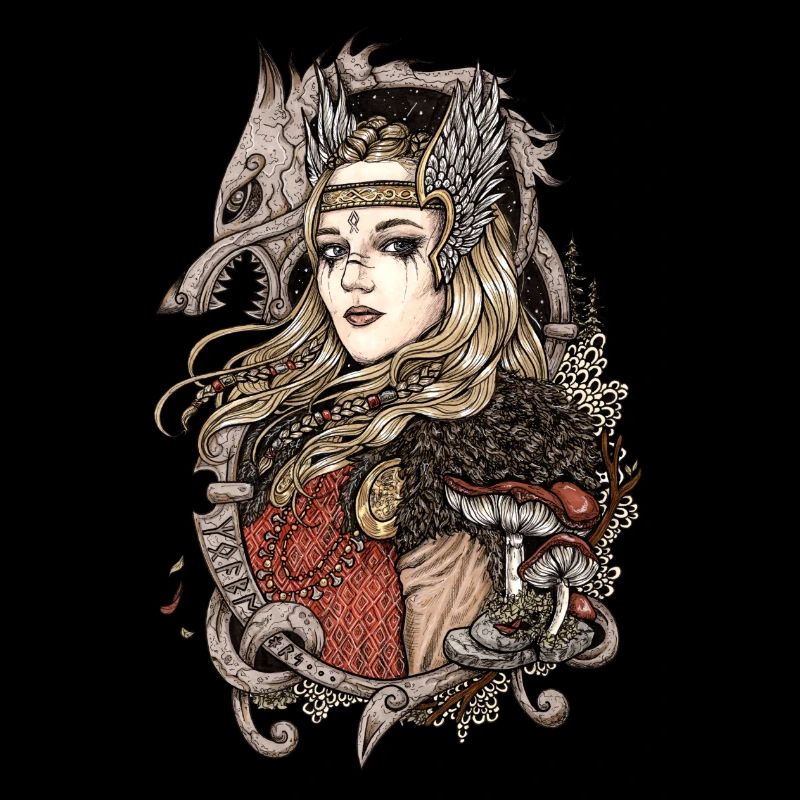 Valkyrie with a wolf