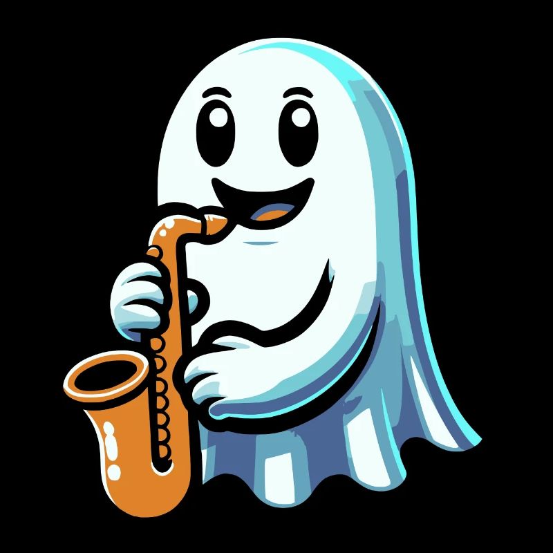 Fantôme d’Halloween jouant du saxophone