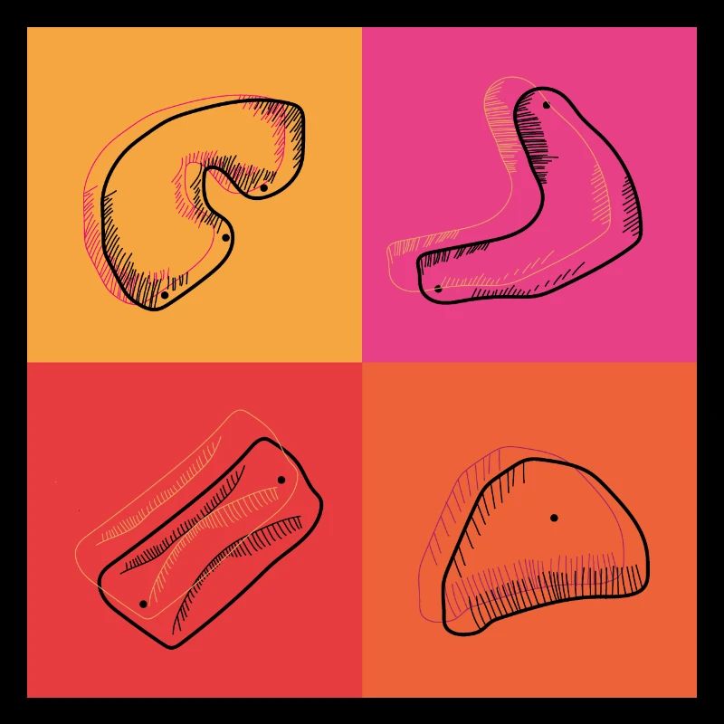 Retro Boulder design, bunt im 80er Stil