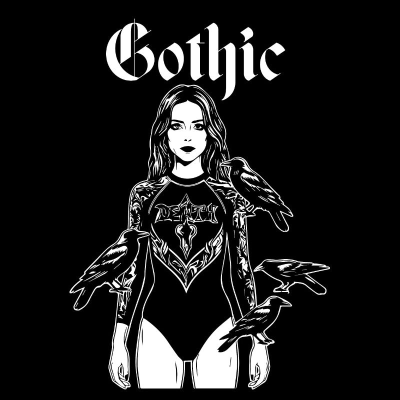 gothic girl with ravens