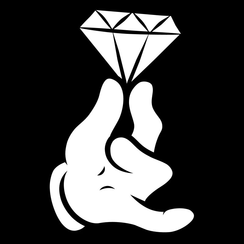 Main comique avec diamant