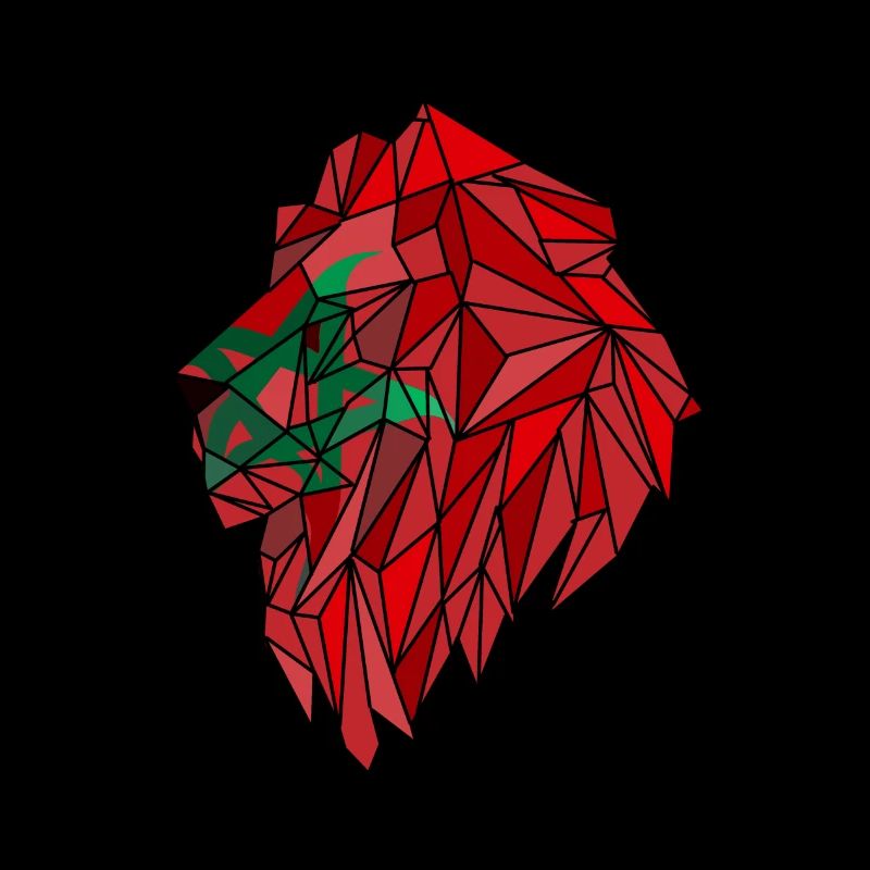 Drapeau du Maroc lion polygone