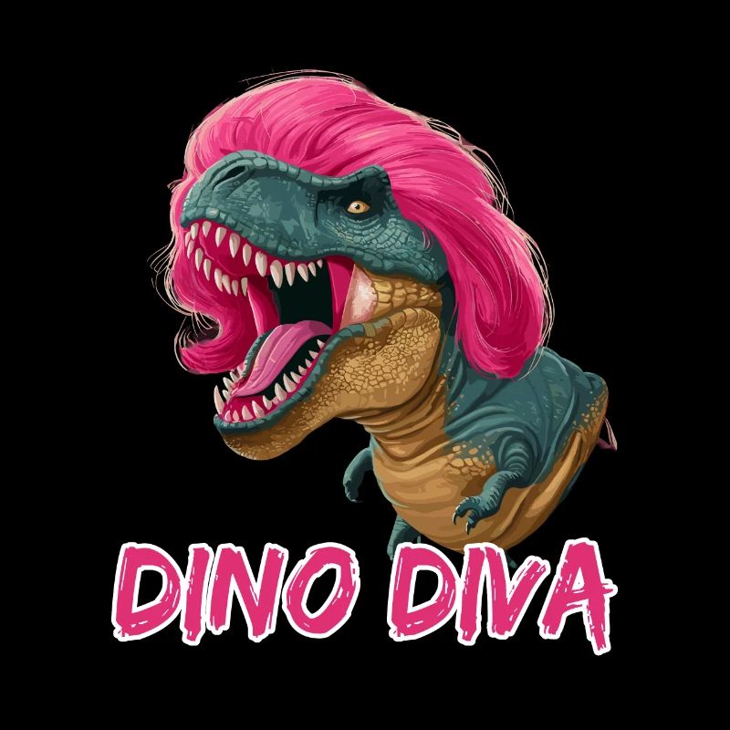 Wilder Dinosaurier mit rosa Haar Dino Diva für
