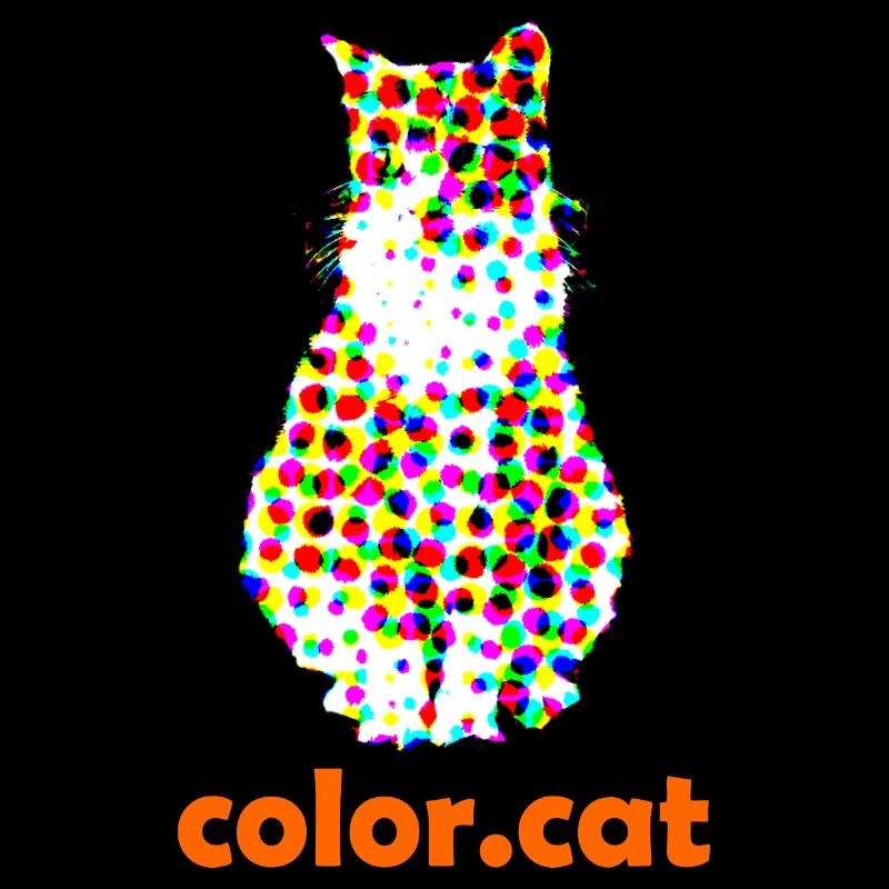 Chat roux avec des points de couleur color.cat