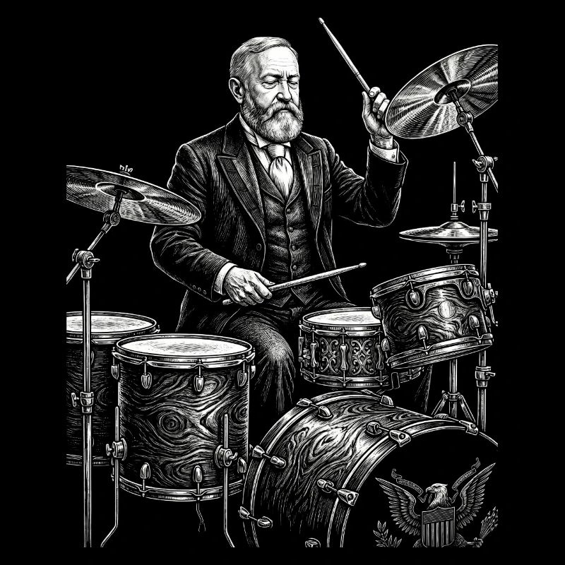 Benjamin Harrison plays drums