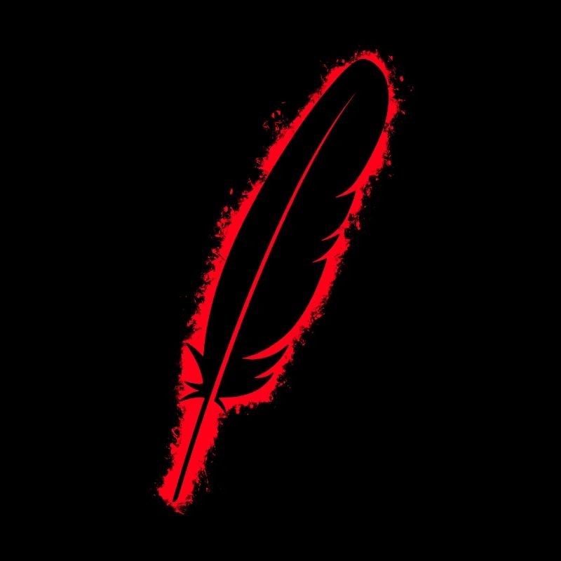 Feather silhouette red and black outline