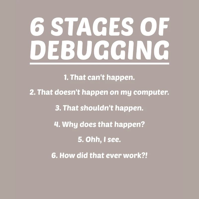 6 Stages Of Debugging Coder Programmer Software De