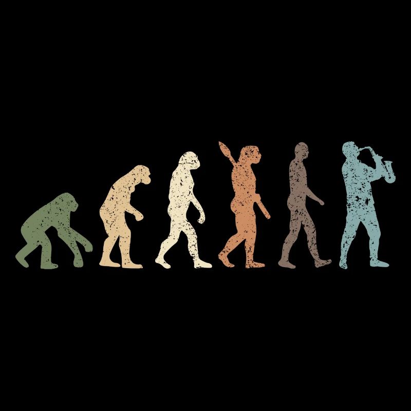 Funny Retro Evolution Of Man Saxophone