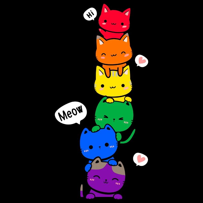 Bunte Katzen Regenbogenfarben Kawaii Kätzchen
