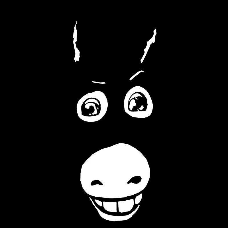 Âne noir souriant