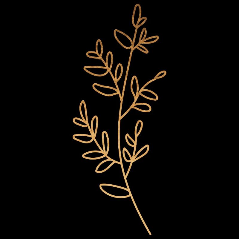 Gold Foliage Flora Line Art
