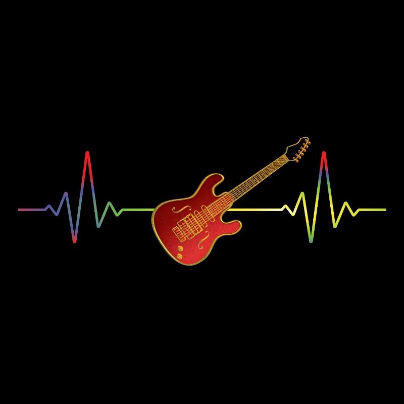 Rote E-Gitarre mit Regenbogen-Herzschlag Geschenk