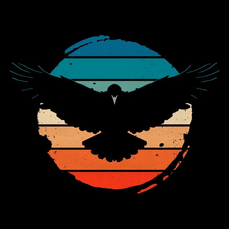 Corbeau Corbeau oiseau vintage rétro design