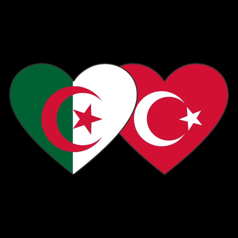 Algeria Turkey Flag Heart