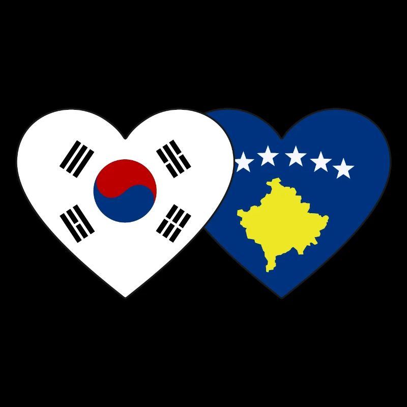 Corée du Sud Kosovo Drapeau Coeur
