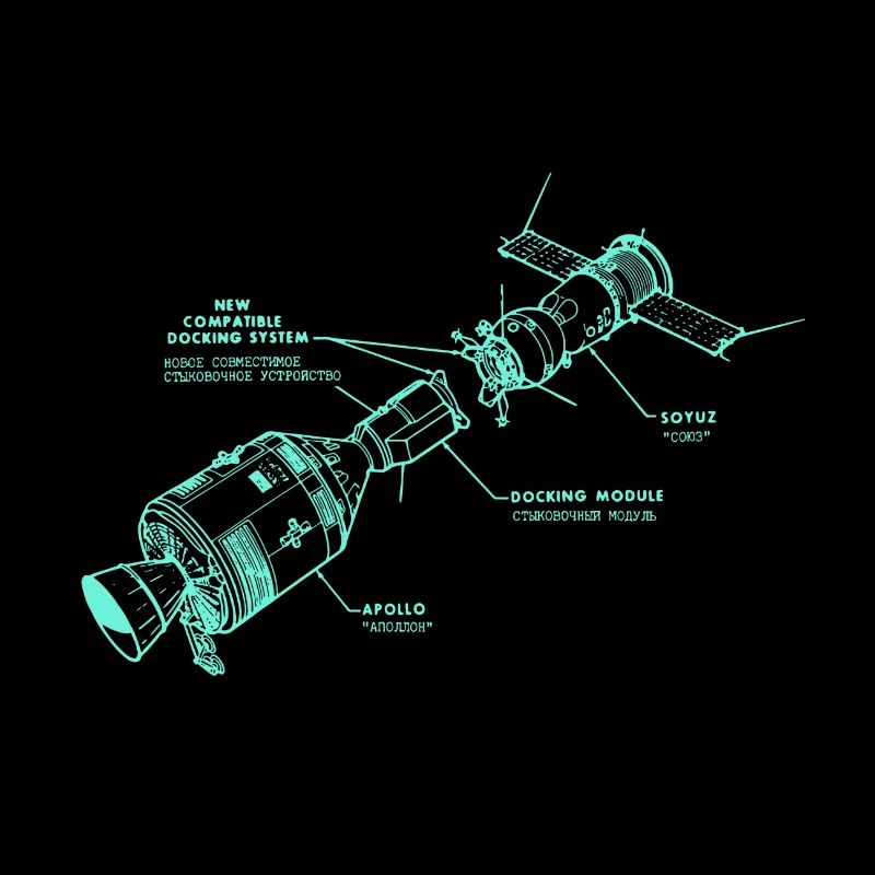 Retro Space rendevouz Space Illustration