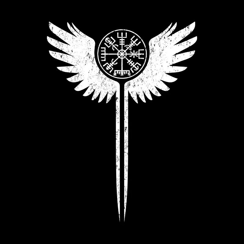 Valkyrie Wing Vegvisir Viking Runic Compass