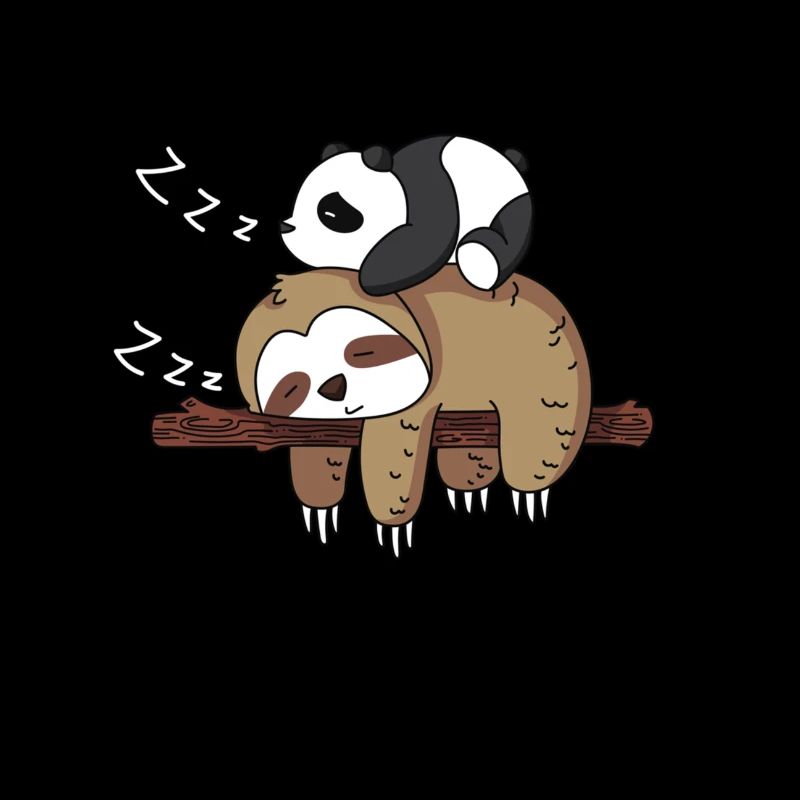 Cute Panda Sleeping on Sloth Design Sloth