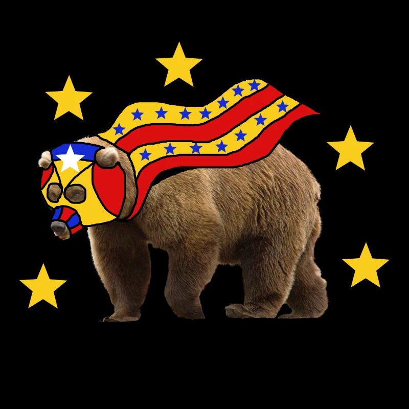 Cool superhero bear overdrawn with cape