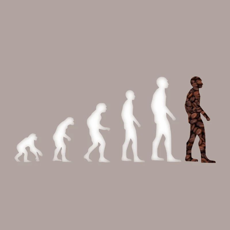 Evolution Mensch Affe Aufrichten Kaffee
