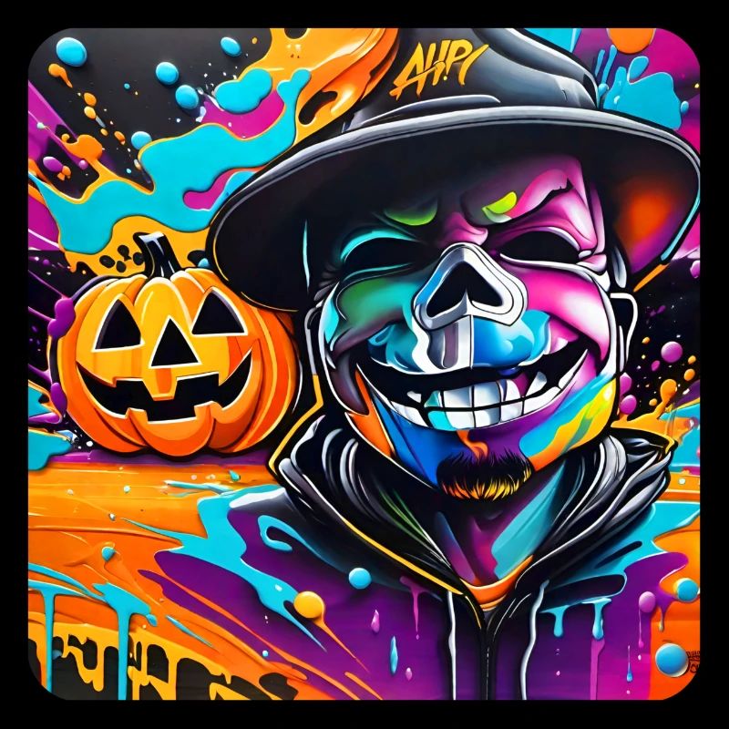 Graffiti Halloween Crâne et Citrouille