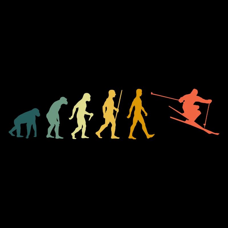 Ski Evolution Skifahrer Skifahren Retro