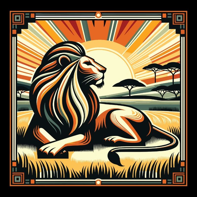 Roi Savannah Lion Style Art Déco