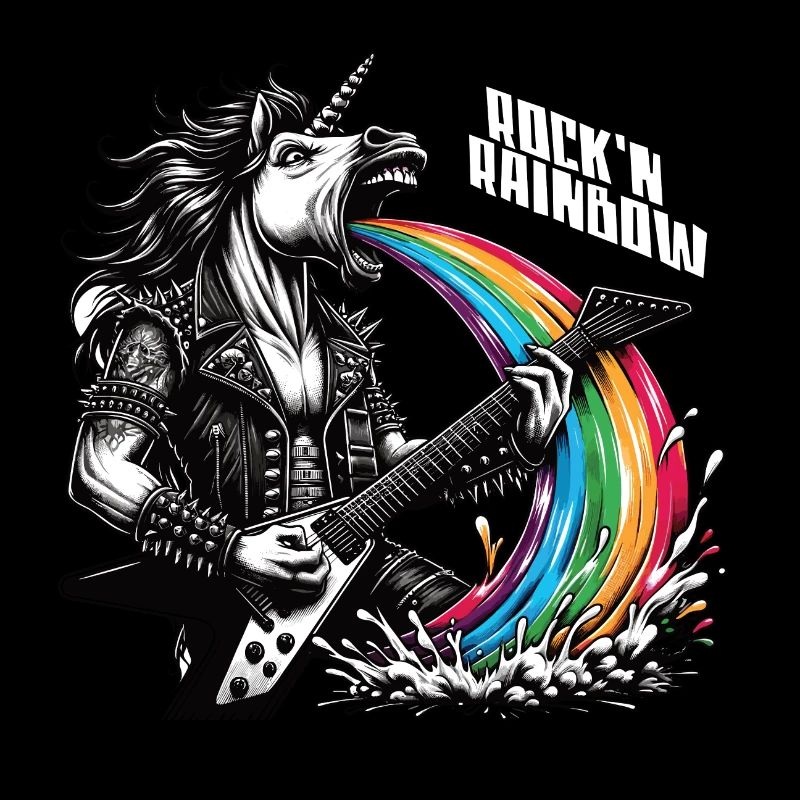 Rocker Heavy Metal Einhorn kotzt Regenbogen