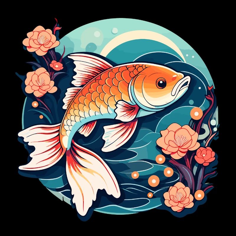 Dessin de carpe koï