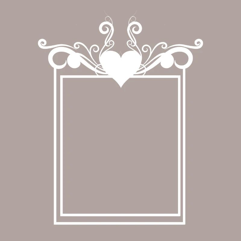Rectangular frame heart playful line