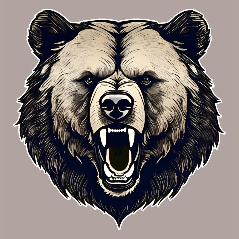 Stolzer brüllender Bär im Retro Style