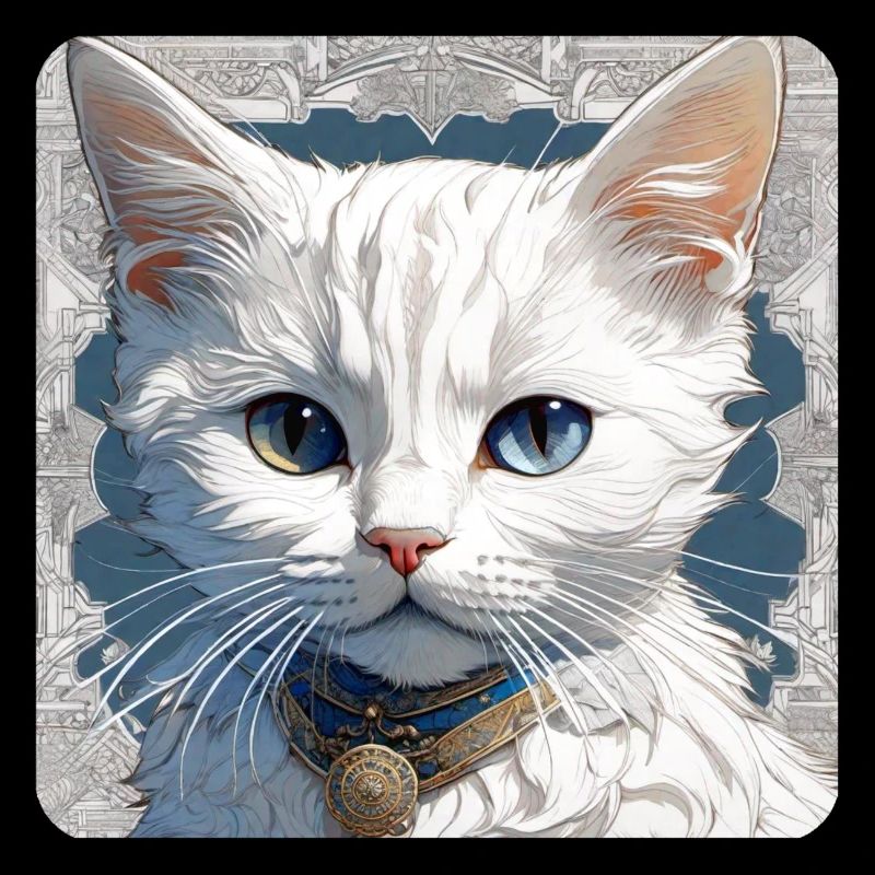 Cute white cat with blue eyes