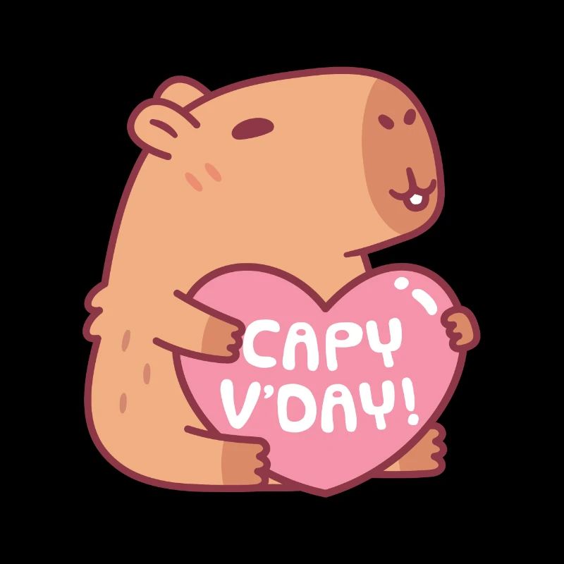 Mignon Capybara Capy Vday Saint Valentin Jeu de mots