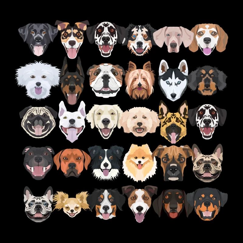 Illustration - Beaucoup de chiens riants et jolis