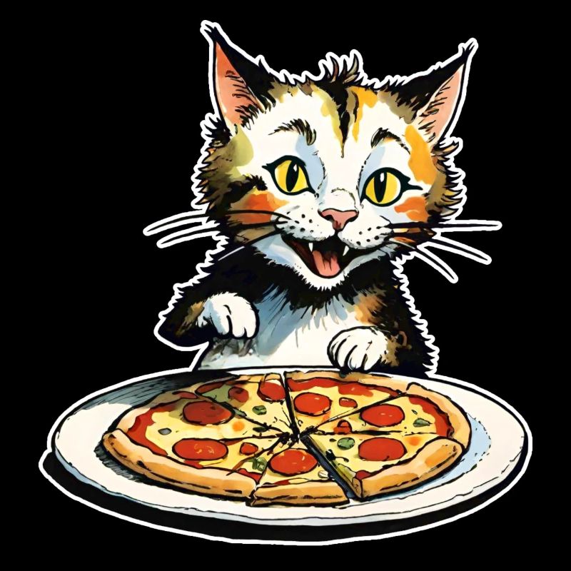 Le chat adore la pizza
