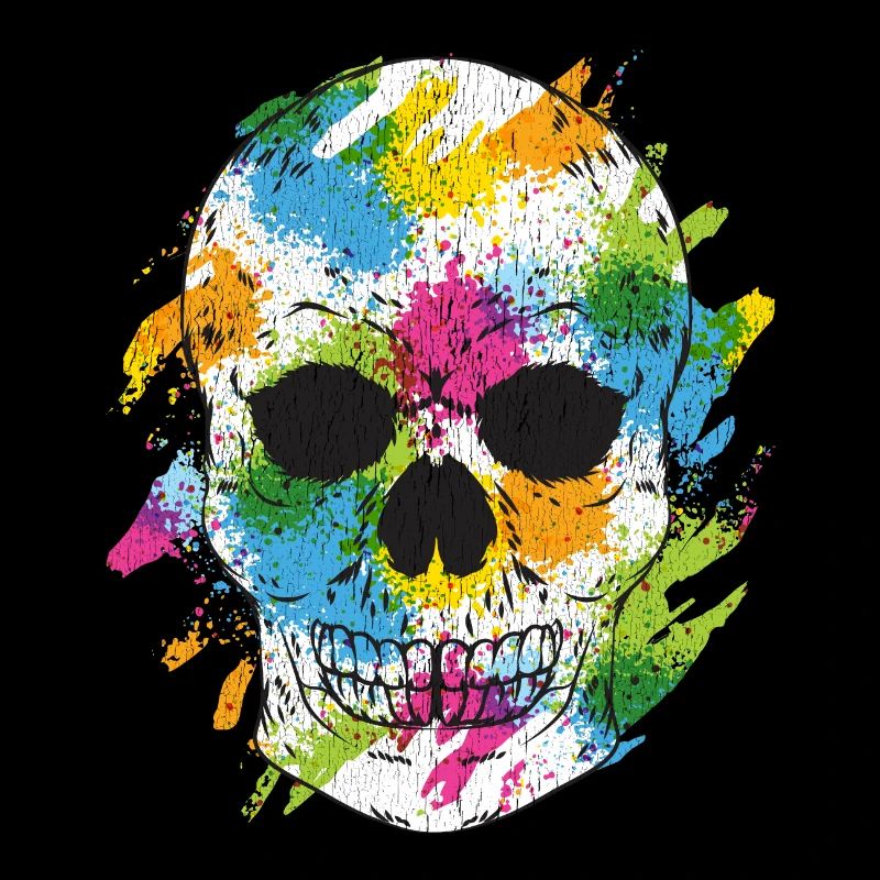Wasserfarben Schädel Totenkopf Farben Bunt Horror